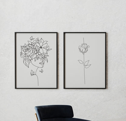 One Line Floral Art - MakeMagicPrintabkes